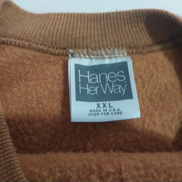 Hanes Her Way Brown Sweatshir Size XXL Vintage - Picture 7 of 8